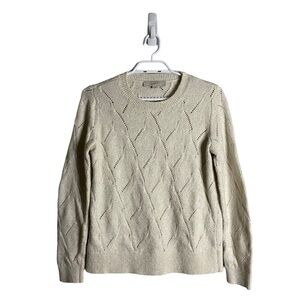 Loft Women's Ivory Crewneck Pattern Knit Sweater